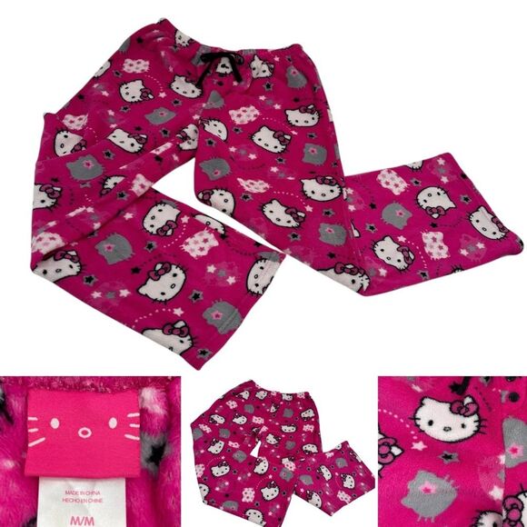 Hello Kitty Shooting Stars Plush Pajama Lounge Pants Sanrio 2011 Sz. M - Picture 1 of 10